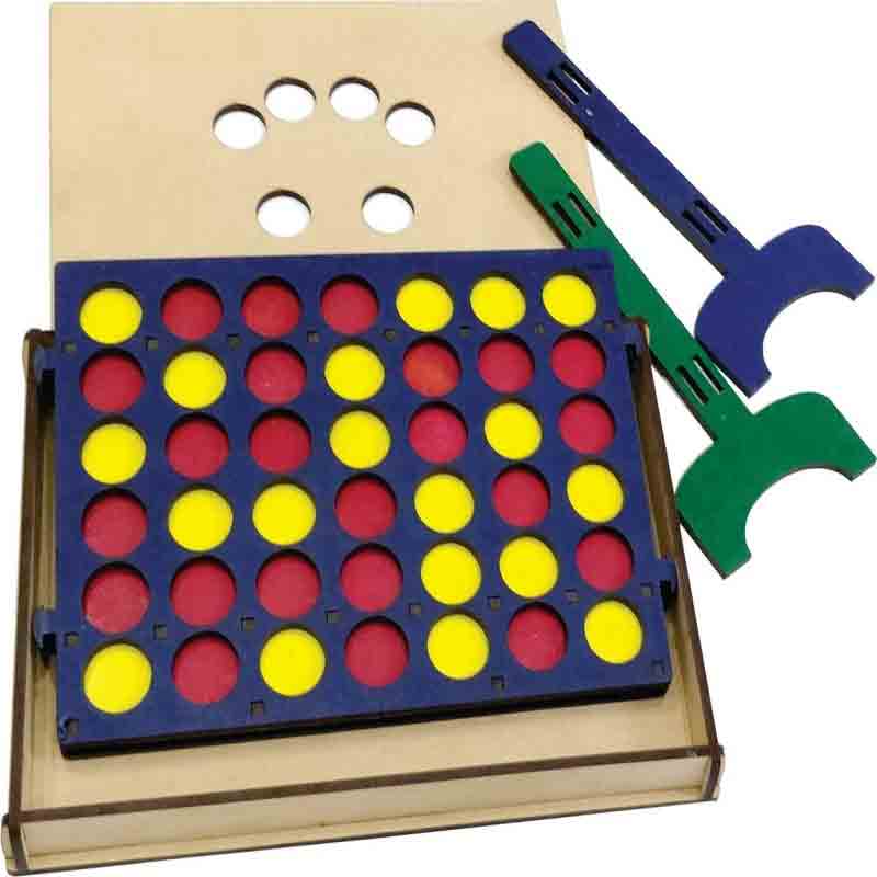 Kraftsman Wooden Board Game of Connect 4 Grid game or Get 4 in a Row Strategy & War Games Party & Fun Games Board Game