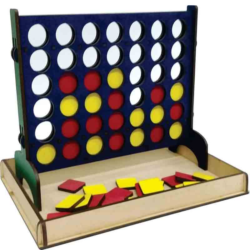 Kraftsman Wooden Board Game of Connect 4 Grid game or Get 4 in a Row Strategy & War Games Party & Fun Games Board Game