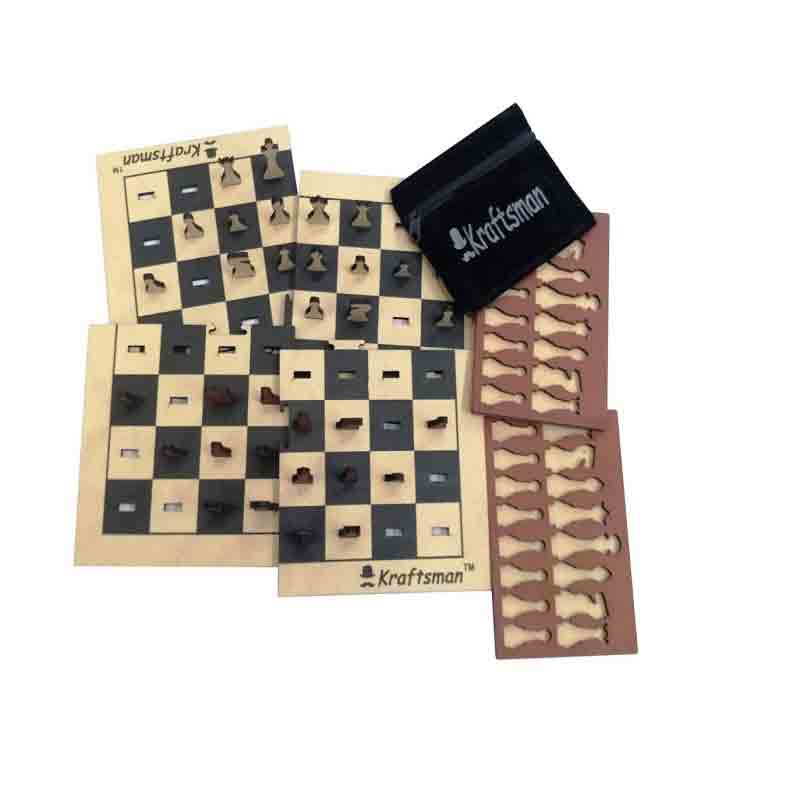 Kraftsman Wooden Chess Board Big Size Game Set for Kids and Adults of all age groups 0.6 cm Chess Board  (Multicolor)
