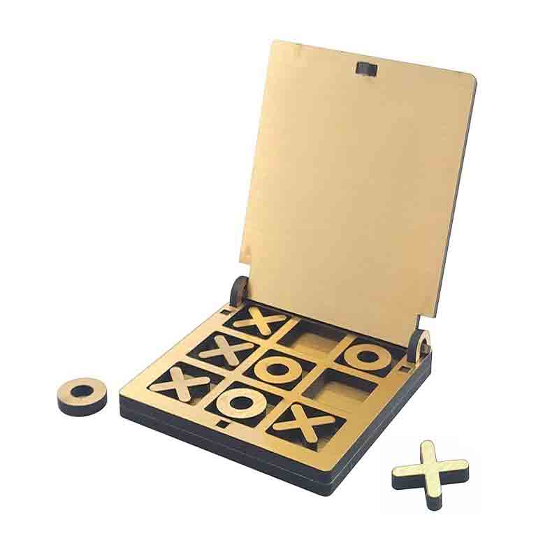 Kraftsman Wooden Tic Tac Toe Portable Game for Kids and Adults Golden Mirror Shade 2 cm Ludo Board  (Multicolor)