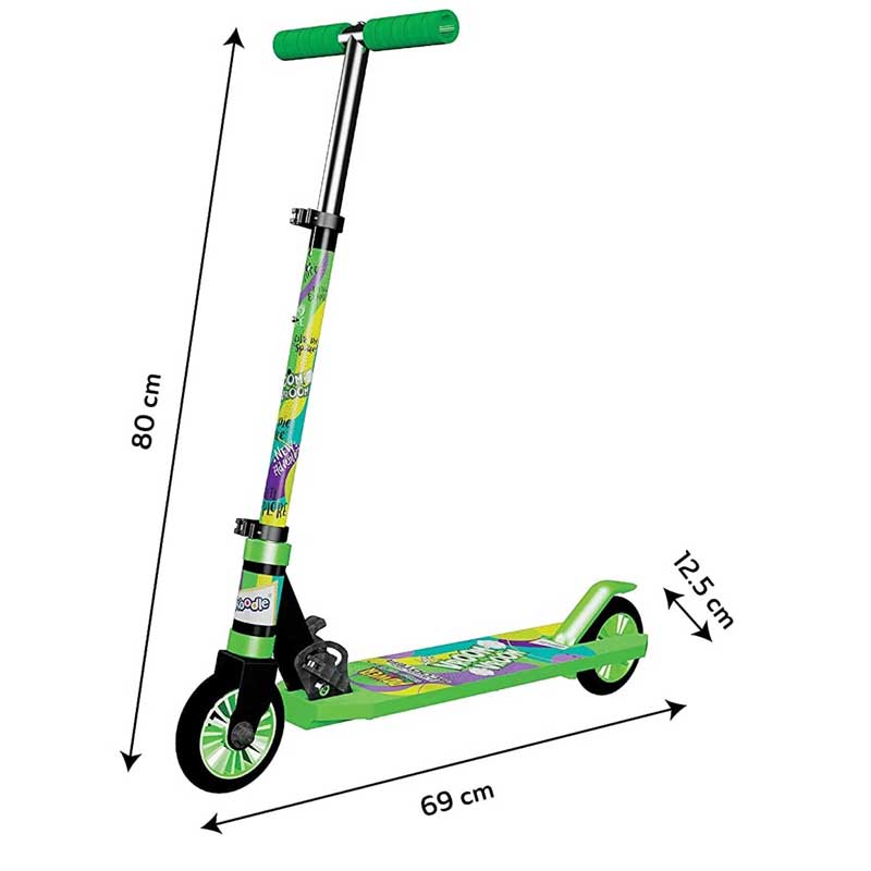 Power Play 2 Wheel Kick Scooter Foldable & Height Adjustable Slip Resistant Deck Scooter for Kids  Green