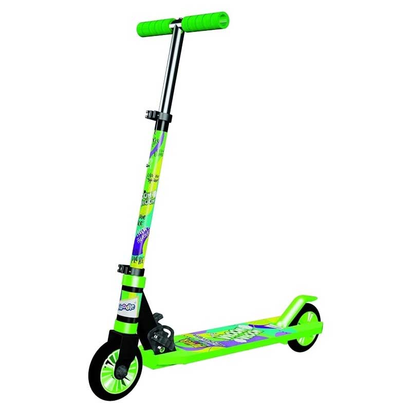 Power Play 2 Wheel Kick Scooter Foldable & Height Adjustable Slip Resistant Deck Scooter for Kids  Green