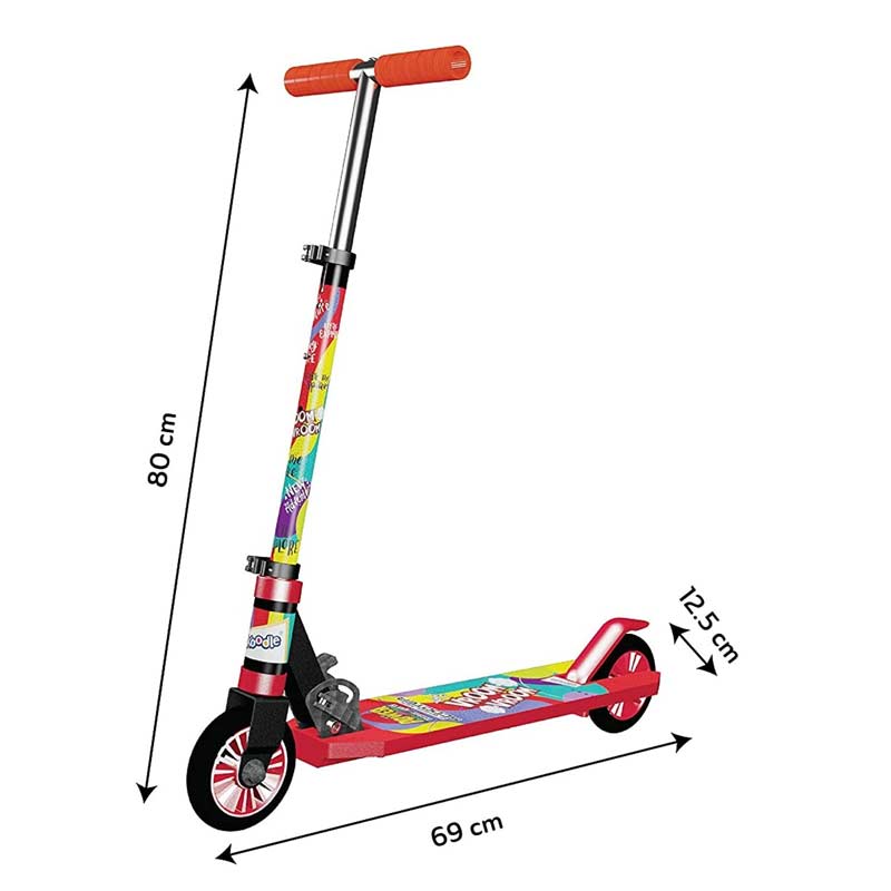 Power Play 2 Wheel Kick Scooter Foldable & Height Adjustable Slip Resistant Deck Scooter for Kids  Red