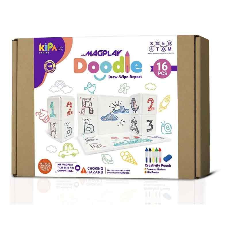 Magnetic Tiles Building Block 16 Pcs Doodle Constructing and Creative Learning Toy for Kids
