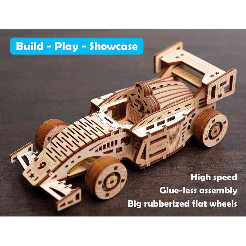 Funvention for Little Scientist in Every Kid F1 Racer Car - DIY Functional Mechanical Model 3D Puzzle with Working Wheels & Shocks Pack of 1 Age 8+Years