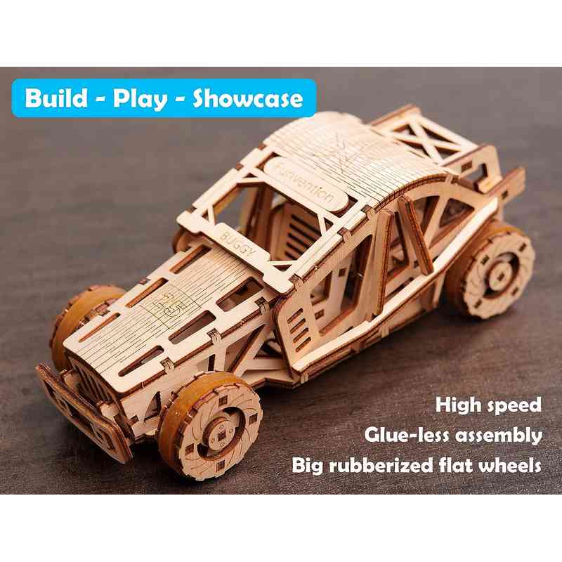 Funvention Buggy Racer Car - DIY Functional Mechanical Model 3D Puzzle with Working Wheels & Shocks for Kids 8-15 Years