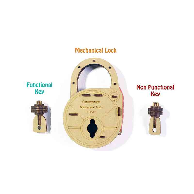 Funvention DIY Mechanical Lock with Key (Pack of 6) - Build Working Lock Yourself for Kids 5-12 Years