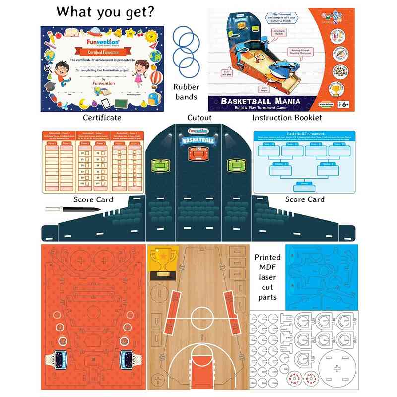 Funvention Basketball Mania DIY STEM Learning Toy for Kids 5-12 Years
