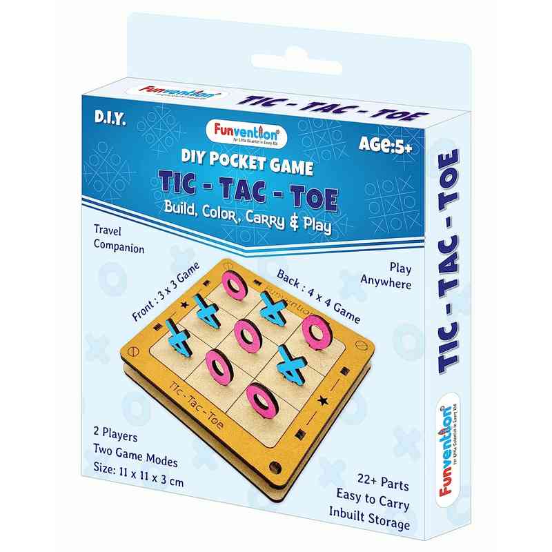 Funvention for Little Scientist in Every Kid Funvention DIY Tic-Tac-Toe Pocket Travel Game for Kids 5-12 Years