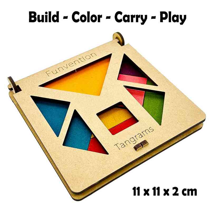 Funvention DIY Tangram Pocket Travel Game , Fun Learning Educational Board Game for Kids 4-12 Years