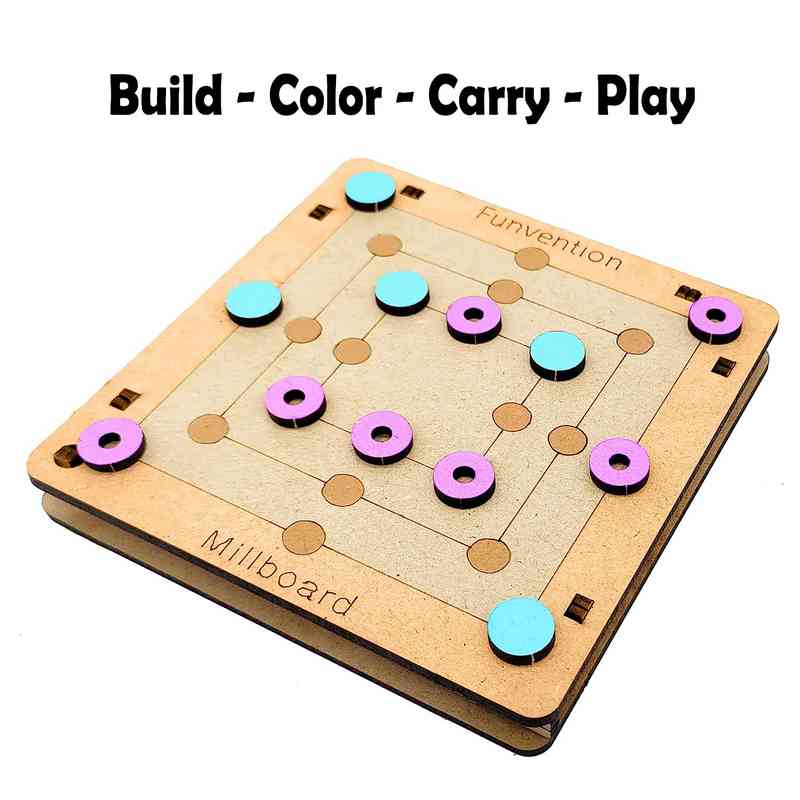 Funvention DIY Millboard Pocket Travel Game,Fun Learning Educational Board Game for Kids 4-12 Years