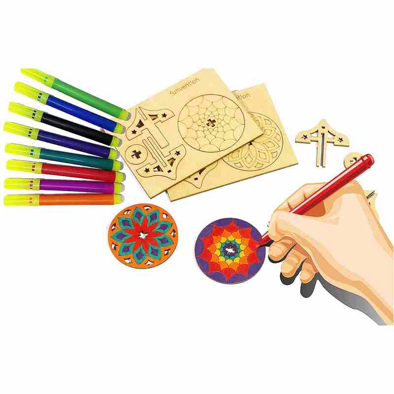 Funvention- for Little Scientist in Every Kid Funvention Diy Spinning Tops (Mandala Art)-Pack Of 24  For Kids 4-12 Years