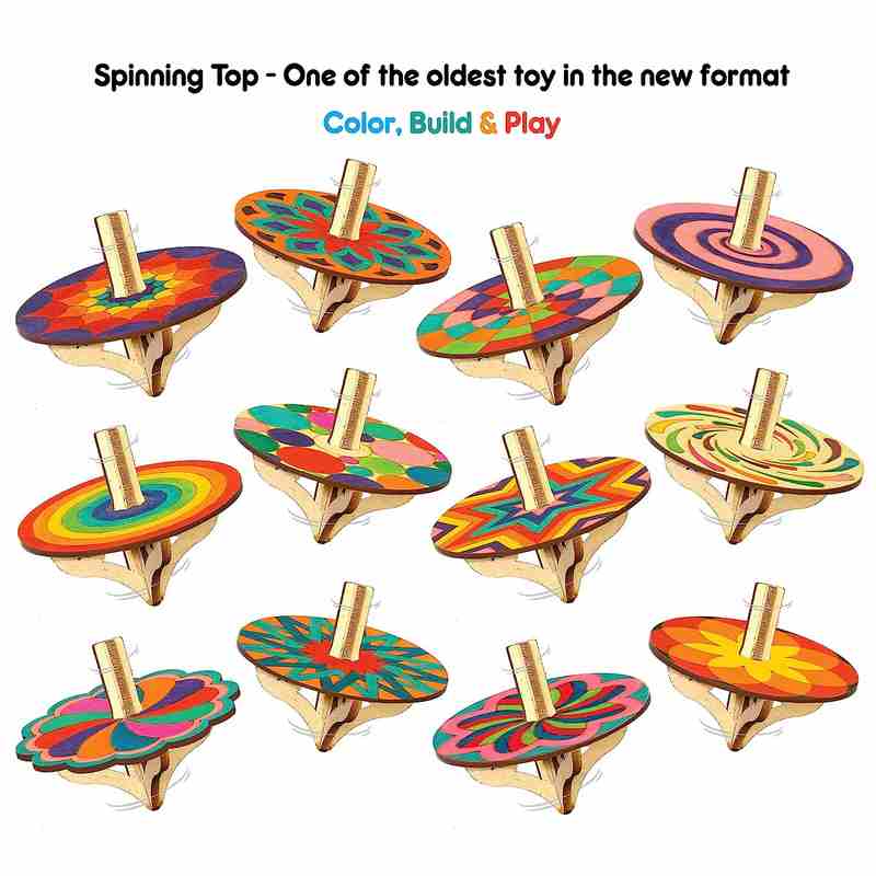 Funvention- for Little Scientist in Every Kid Funvention Diy Spinning Tops (Mandala Art)-Pack Of 24  For Kids 4-12 Years