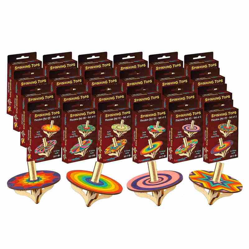 Funvention- for Little Scientist in Every Kid Funvention Diy Spinning Tops (Mandala Art)-Pack Of 24  For Kids 4-12 Years