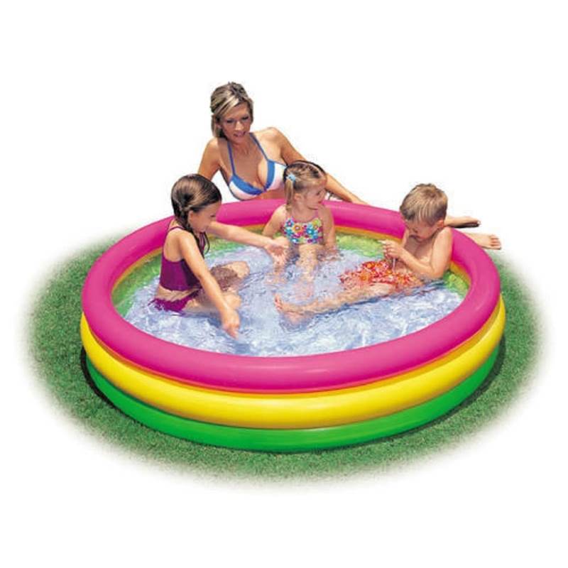 Intex Kids Big Size Inflatable Swimming Pool with Hand Pump, 3ft (Multicolour) 4-12 Years
