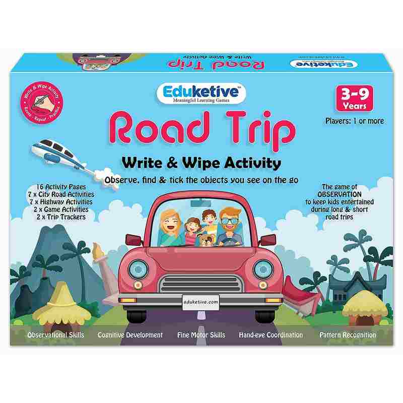Eduketive Road Trip Write & Wipe Reusable Activity For kids 3-9 Years Traveling Game Activitiy