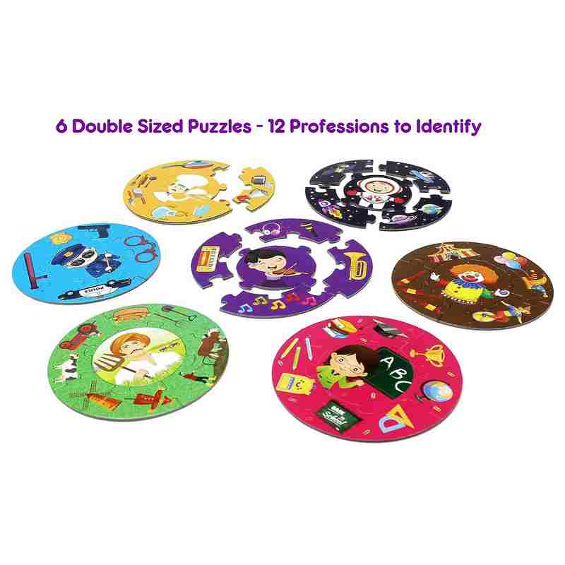 Eduketive WHO AM I - Educational Puzzle Learn About 12 Professions Both Sided Printed 30 Pieces Puzzle For Kids 3-9 Years