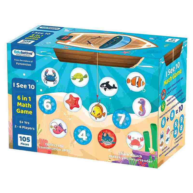 Eduketive I See 10 - 6 in 1 Quick Math Game - 105 Pieces Learning & Educational Game for Kids 5 -10 Years