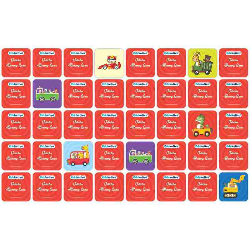 Eduketive Vehicles -2 in1 Memory & Shadow Matching Game - 48 Pieces Concentration Memory Card Game For Kids 3-12 Years