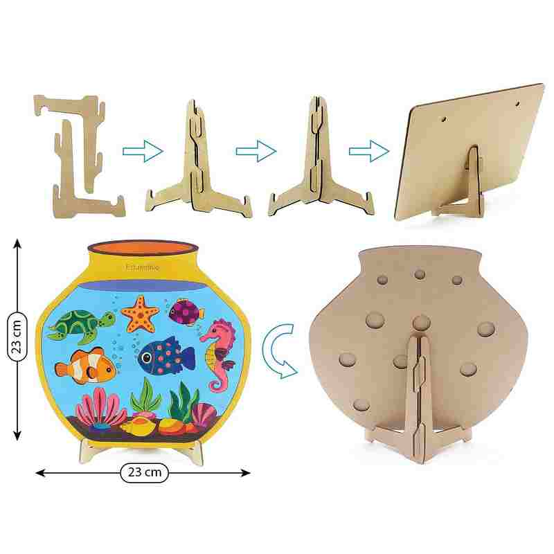 Eduketive Puzzle Decor Aquarium Decorative Coloring Puzzle with Stand 14 Pieces Kids Age 3-12 Years