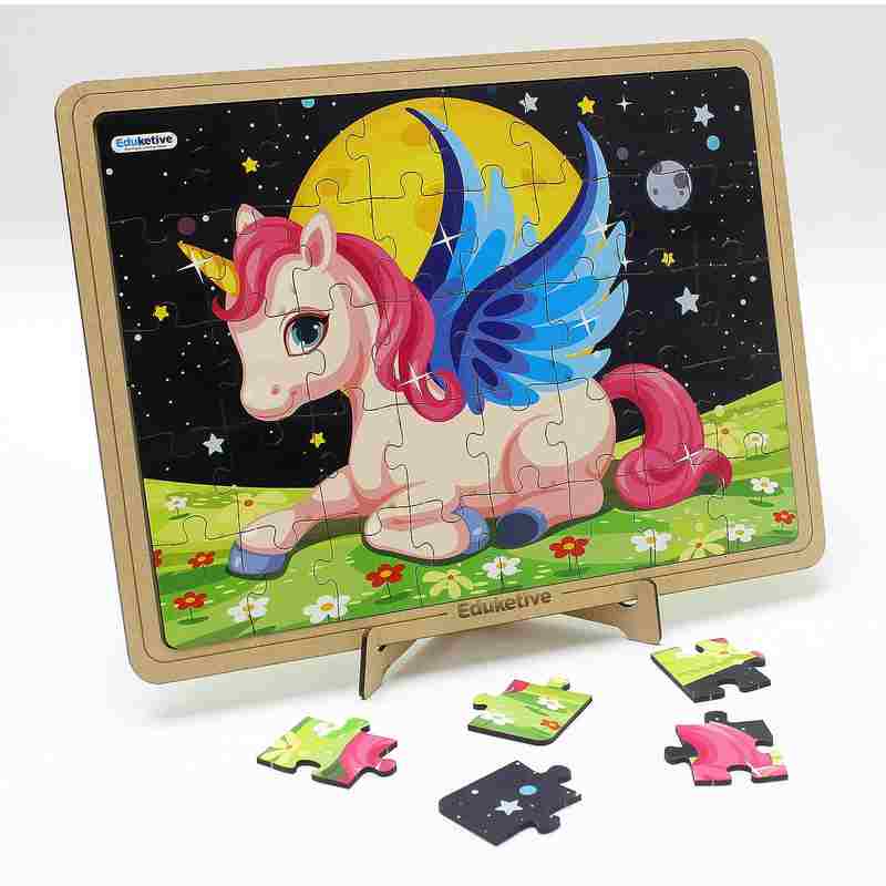 Eduketive Pre-School Puzzle Decor Unicorn Decorative 40 Pieces Jigsaw Puzzle with Stand Kids Age 3-9 Years