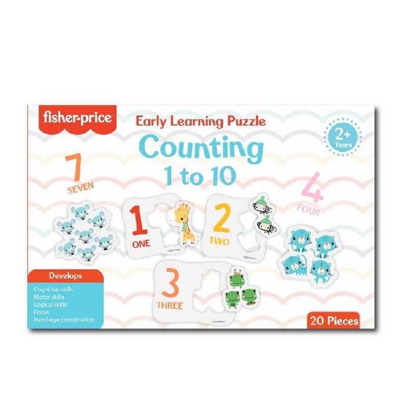 Fisher-Price 20 Pieces Early Learning Self-Correcting Number & Learn to Count Puzzle Counting 1 to 10 for Kids 2-8 Years