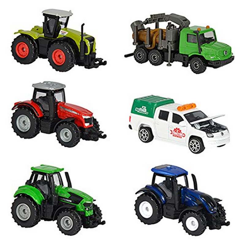 Majorette Farm Tractor Multi Color Diecast Car Pack Of-6 For Kids 3-9 Years