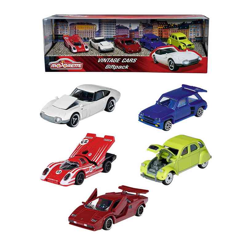 Majorette Vintage 5 Pieces Git Pack Car Set for Kids (Multicolor) for Kids 3-9 Years