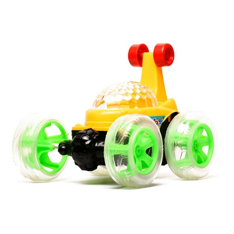 Braintastic Sea Hunt Rechargeable Remote Control RC Acrobatic 360 Degree Spiral Spin Twisting Stunt Car with Colorful Lights & Music Toys for Kids 5-15 Years (Yellow)