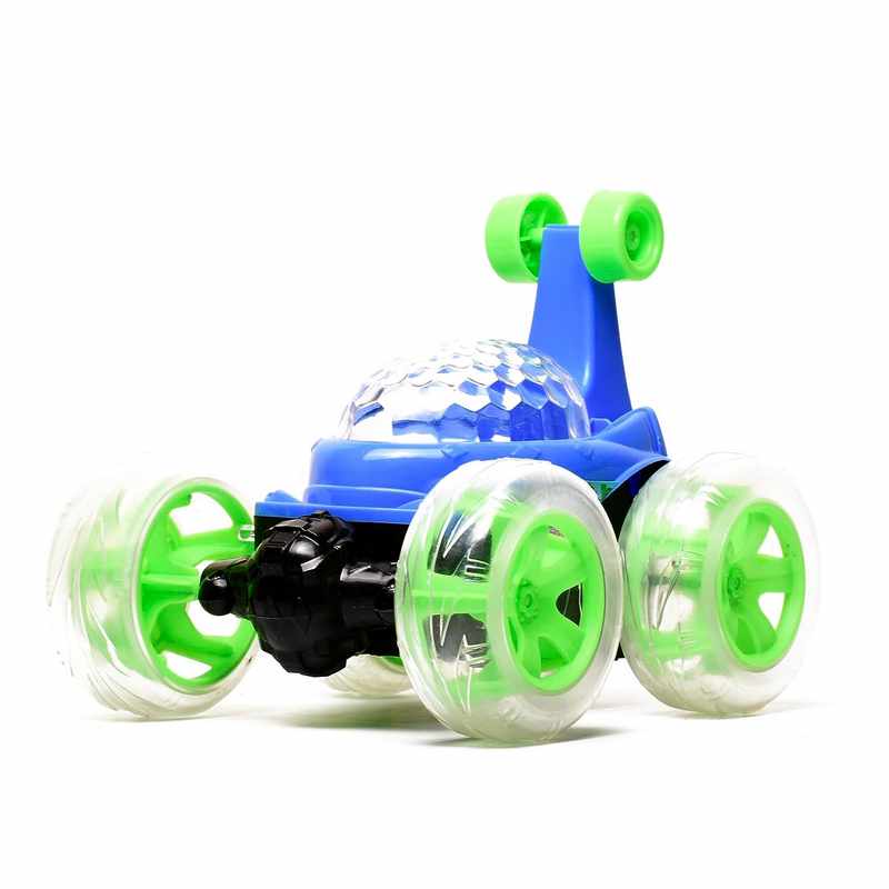 Braintastic Dream Space Rechargeable Remote Control RC Acrobatic 360 Degree Spiral Spin Twisting Stunt Car with Colorful Lights & Music Toys for Kids 5-15 Years (Blue)