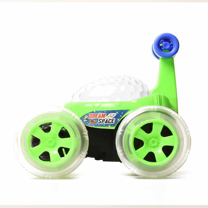 Braintastic Dream Space Rechargeable Remote Control RC Acrobatic 360 Degree Spiral Spin Twisting Stunt Car with Colorful Lights & Music Toys for Kids 5-15 Years (Green)