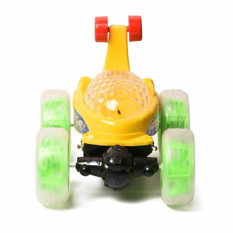 Braintastic Dream Space Rechargeable Remote Control RC Acrobatic 360 Degree Spiral Spin Twisting Stunt Car with Colorful Lights & Music Toys for Kids 5-15 Years (Yellow)