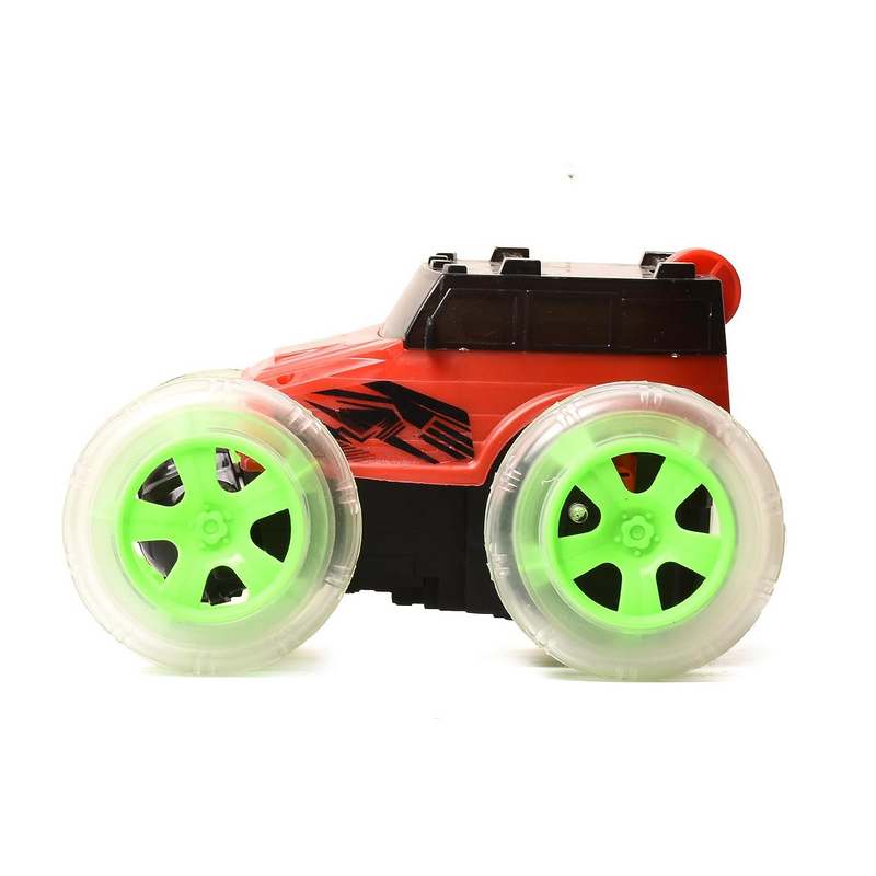 Braintastic 4x4 Off-Road Acrobat Hummer Rechargeable Remote Control RC Acrobatic 360 Degree Stunt Function Twisting Car with 5D Colorful Lights & Music Toys for Kids 5-15 Years (Red Green)