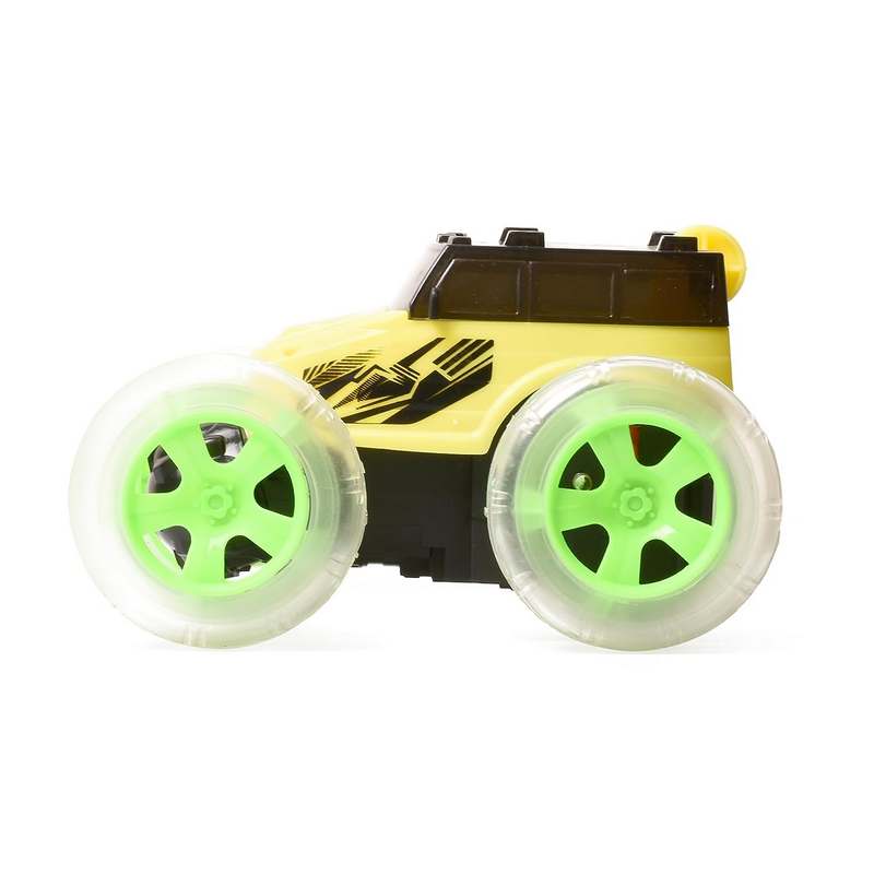 Braintastic 4x4 Off-Road Acrobat Hummer Rechargeable Remote Control RC Acrobatic 360 Degree Stunt Function Twisting Car with 5D Colorful Lights & Music Toys for Kids 5-15 Years (Yellow Green)
