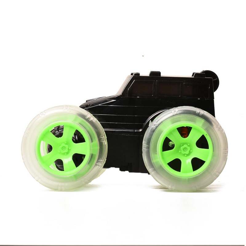 Braintastic 4x4 Off-Road Acrobat Hummer Rechargeable Remote Control RC Acrobatic 360 Degree Stunt Function Twisting Car with 5D Colorful Lights & Music Toys for Kids 5-15 Years (Black Green)