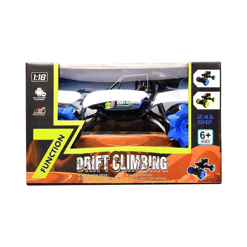 Braintastic Drift Climbing High Speed Racing Remote Control Crawling Stunt Car 2.4 Ghz 1:18 Scale 4WD RC Metal Transverse Off Road Twisting Car Toys for Kids 5-15 Years (Blue)