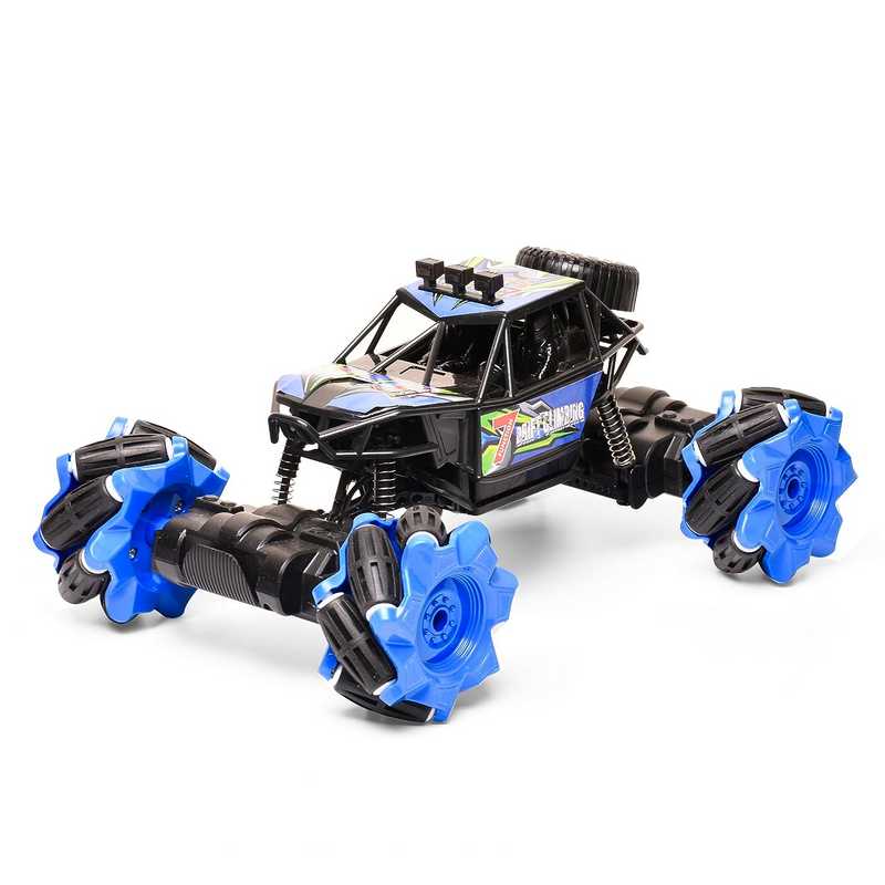 Braintastic Drift Climbing High Speed Racing Remote Control Crawling Stunt Car 2.4 Ghz 1:18 Scale 4WD RC Metal Transverse Off Road Twisting Car Toys for Kids 5-15 Years (Blue)