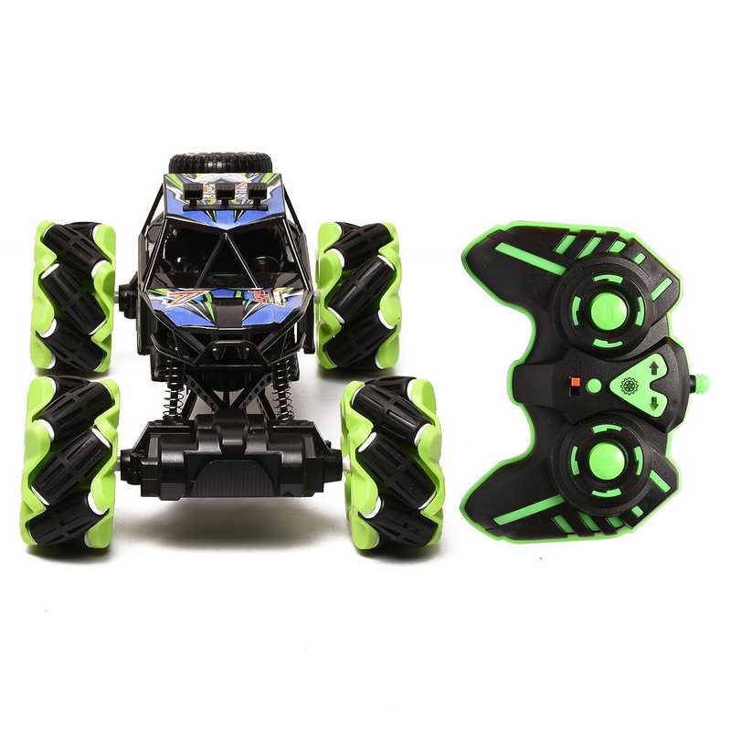 Braintastic Drift Climbing High Speed Racing Remote Control Crawling Stunt Car 2.4 Ghz 1:18 Scale 4WD RC Metal Transverse Off Road Twisting Car Toys for Kids 5-15 Years (Green)