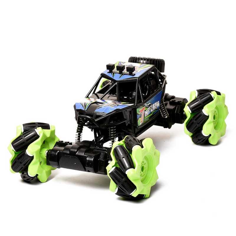 Braintastic Drift Climbing High Speed Racing Remote Control Crawling Stunt Car 2.4 Ghz 1:18 Scale 4WD RC Metal Transverse Off Road Twisting Car Toys for Kids 5-15 Years (Green)