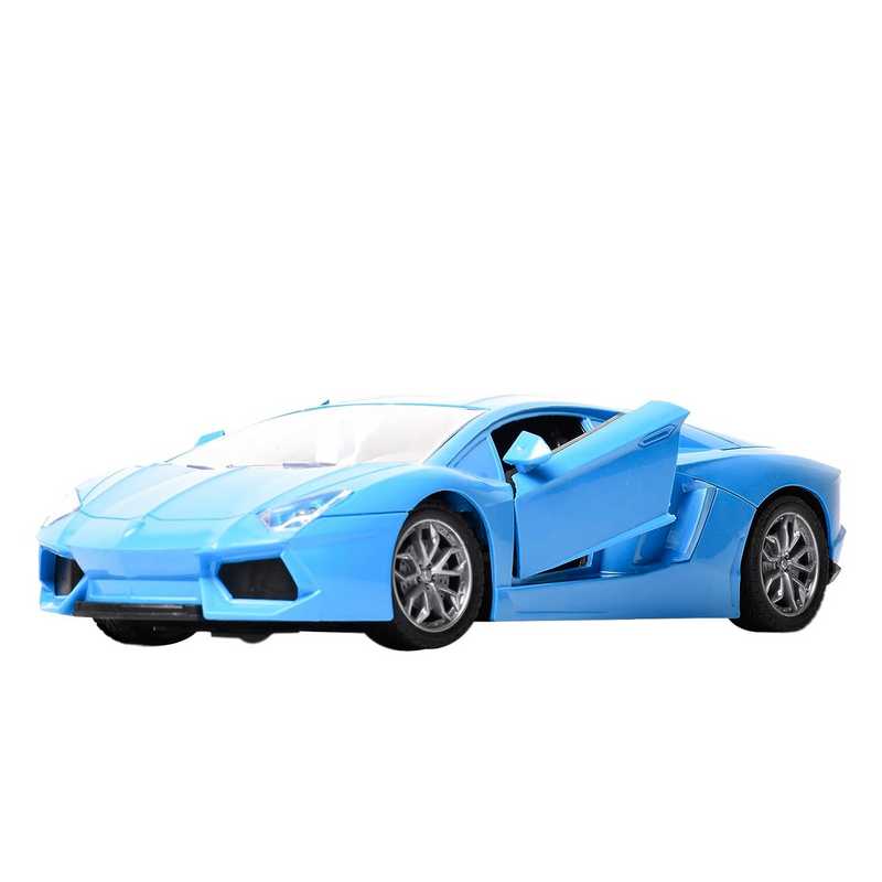 Braintastic Rechargeable Remote Control Speed Racer High Speed Racing Sports RC Car with LED Headlights Open Door 1: 18 Scale Fast RC Vehicle Toy for Kids 3-12 Years (Blue)