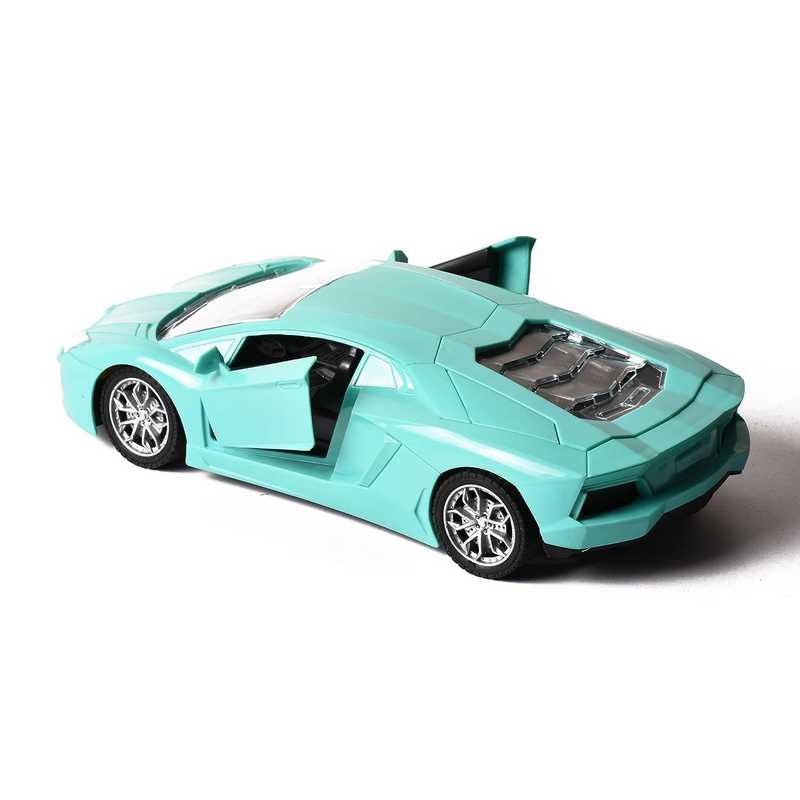 Braintastic Rechargeable Remote Control Speed Racer High Speed Racing Sports RC Car with LED Headlights Open Door 1: 18 Scale Fast RC Vehicle Toy for Kids 3-12 Years (Green)