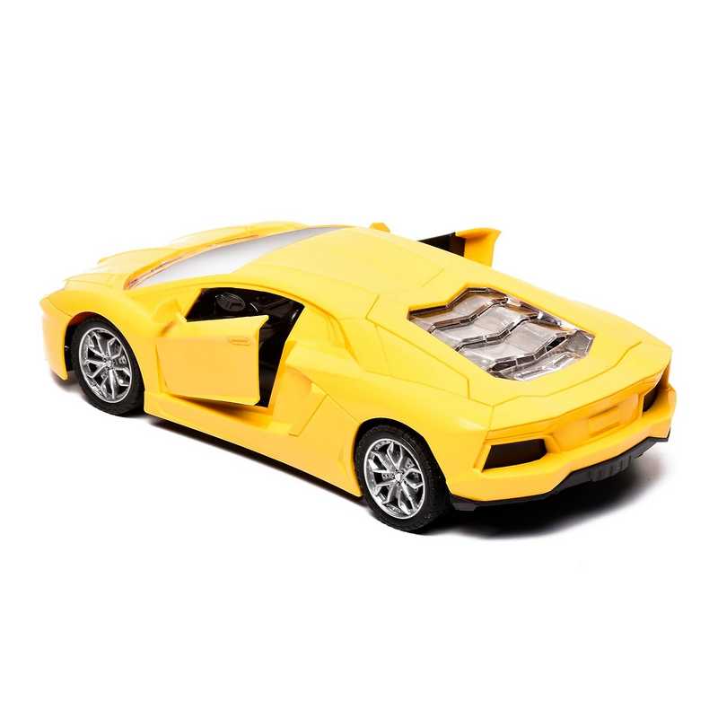 Braintastic Rechargeable Remote Control Speed Racer High Speed Racing Sports RC Car with LED Headlights Open Door 1: 18 Scale Fast RC Vehicle Toy for Kids 3-12 Years (Yellow)