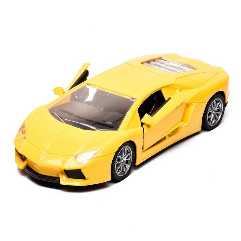 Braintastic Rechargeable Remote Control Speed Racer High Speed Racing Sports RC Car with LED Headlights Open Door 1: 18 Scale Fast RC Vehicle Toy for Kids 3-12 Years (Yellow)