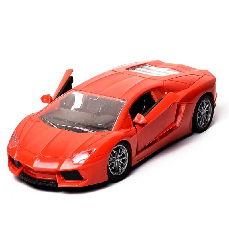 Braintastic Rechargeable Remote Control Speed Racer High Speed Racing Sports RC Car with LED Headlights Open Door 1: 18 Scale Fast RC Vehicle Toy for Kids 3-12 Years (Red)