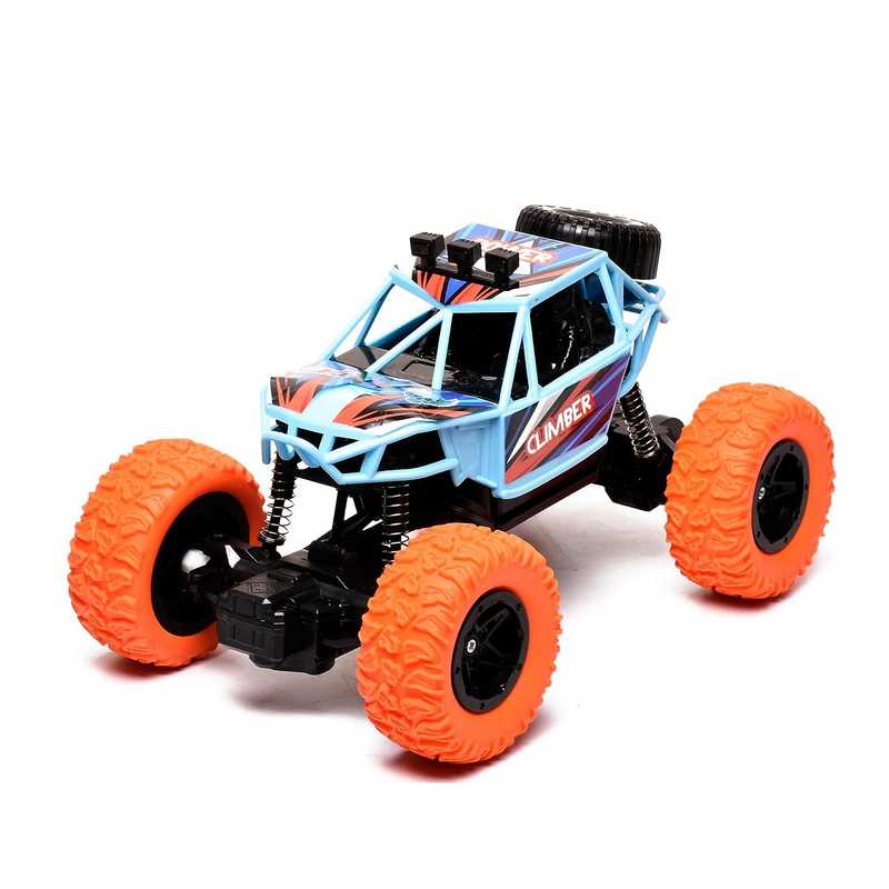 Braintastic Rechargeable Remote Control RC Rock Climber Crawler Four Wheel Drive 1:18 Scale High Speed Off Road Racing Stunt Car Toys for Kids 6-15 Years (Light Blue)