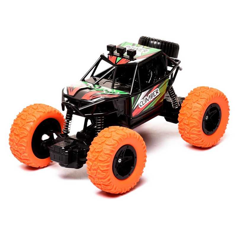 Braintastic Rechargeable Remote Control RC Rock Climber Crawler Four Wheel Drive 1:18 Scale High Speed Off Road Racing Stunt Car Toys for Kids 6-15 Years (Black)