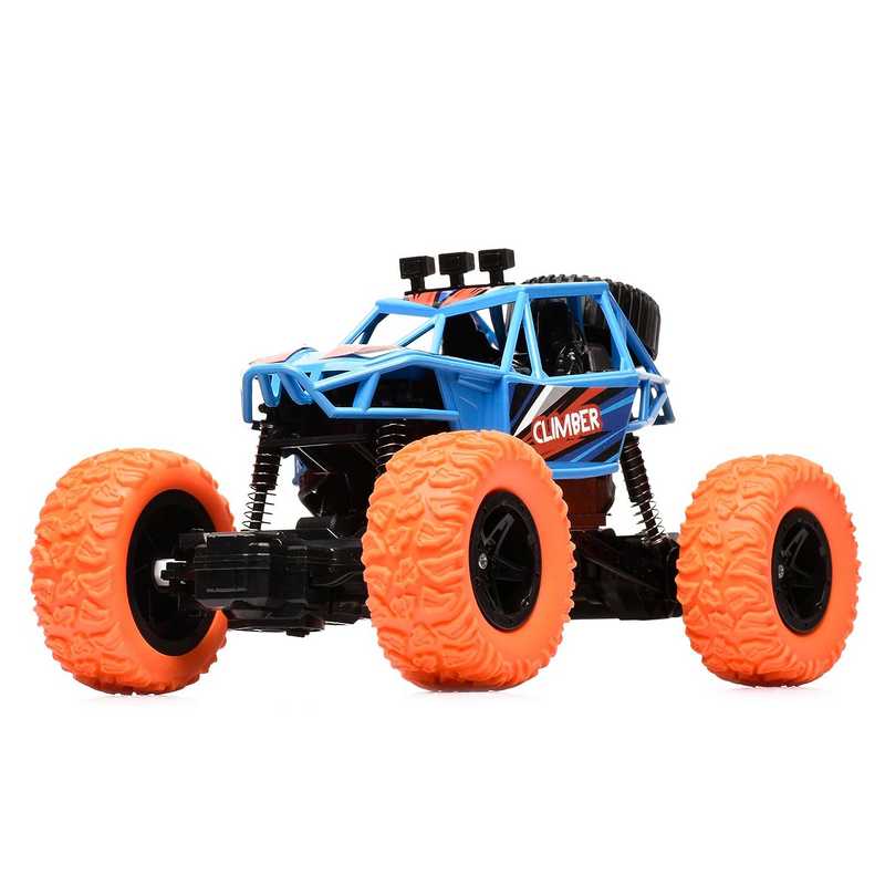 Braintastic Rechargeable Remote Control RC Rock Climber Crawler Four Wheel Drive 1:18 Scale High Speed Off Road Racing Stunt Car Toys for Kids 6-15 Years (Blue)