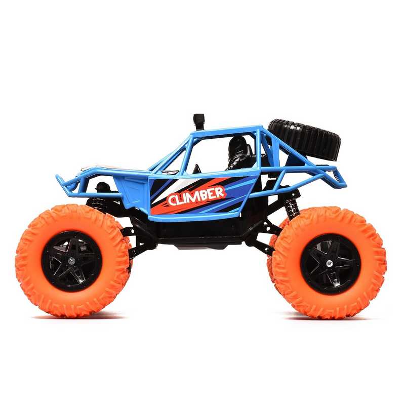 Braintastic Rechargeable Remote Control RC Rock Climber Crawler Four Wheel Drive 1:18 Scale High Speed Off Road Racing Stunt Car Toys for Kids 6-15 Years (Blue)