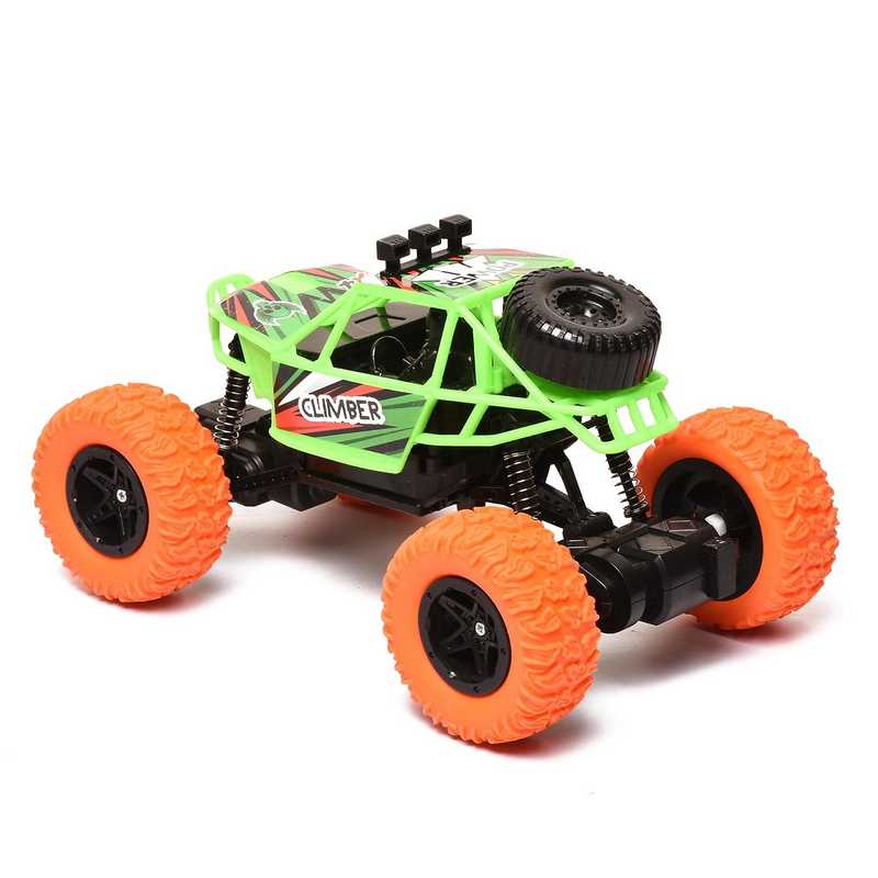 Braintastic Rechargeable Remote Control RC Rock Climber Crawler Four Wheel Drive 1:18 Scale High Speed Off Road Racing Stunt Car Toys for Kids 6-15 Years (Green)