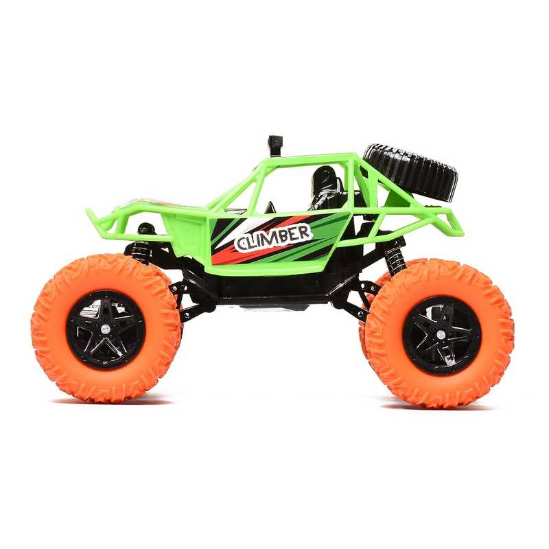 Braintastic Rechargeable Remote Control RC Rock Climber Crawler Four Wheel Drive 1:18 Scale High Speed Off Road Racing Stunt Car Toys for Kids 6-15 Years (Green)